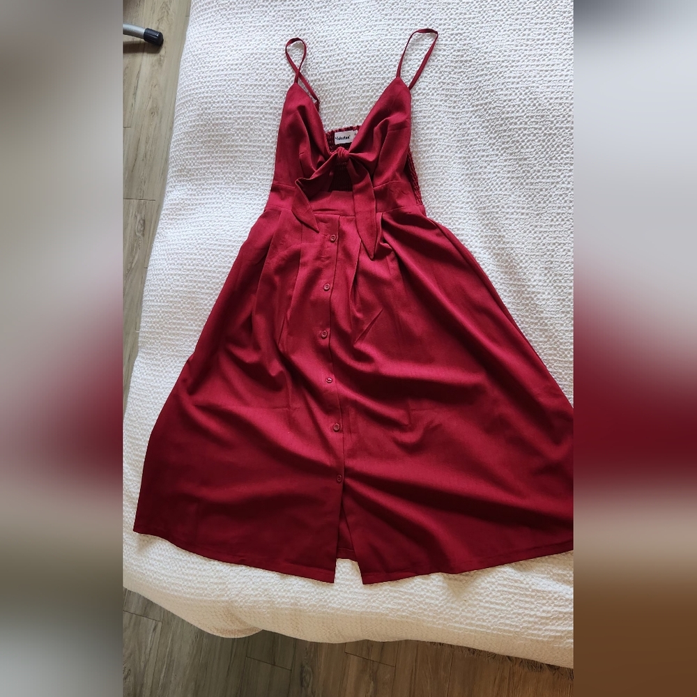 H&M Burgundy Tie-Front Top